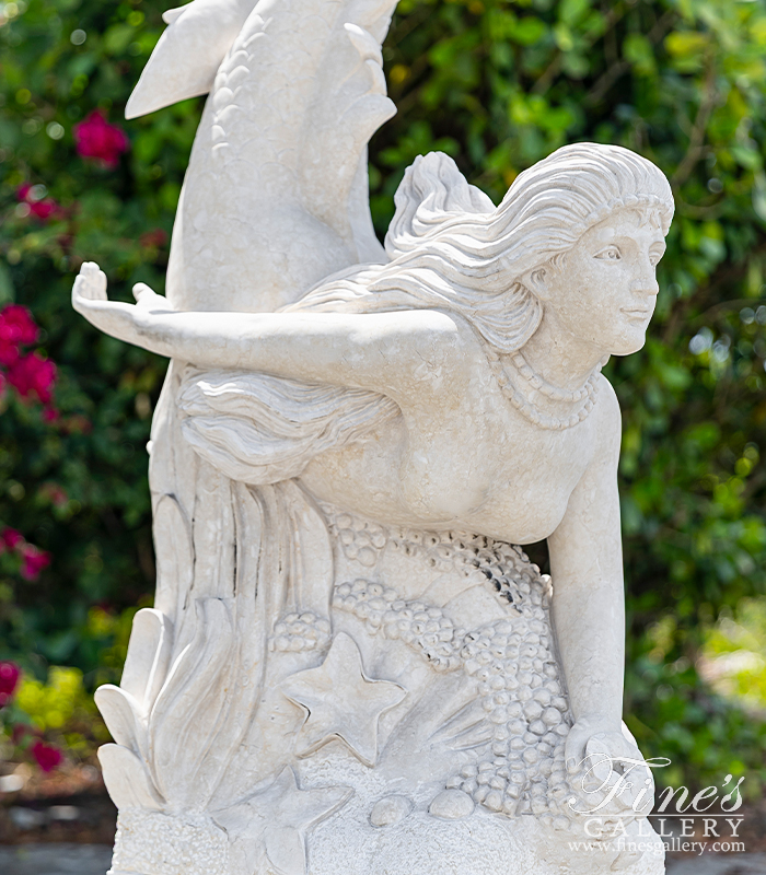 Marble Fountains  - Marble Mermaid Fountain - MF-1558
